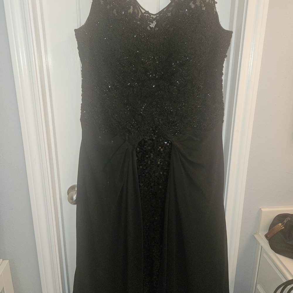 JM Collection Elegant Black Sequin Maxi Dress